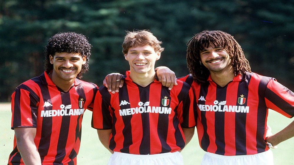 Ruud Gullit, Marco van Basten, Frank Rijkaard bij AC Milan