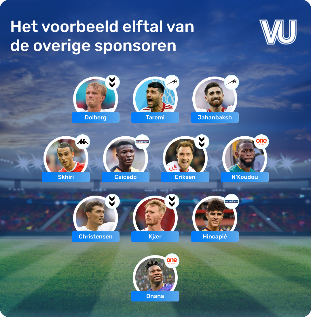 voorbeeld elftal van de overige sponsoren